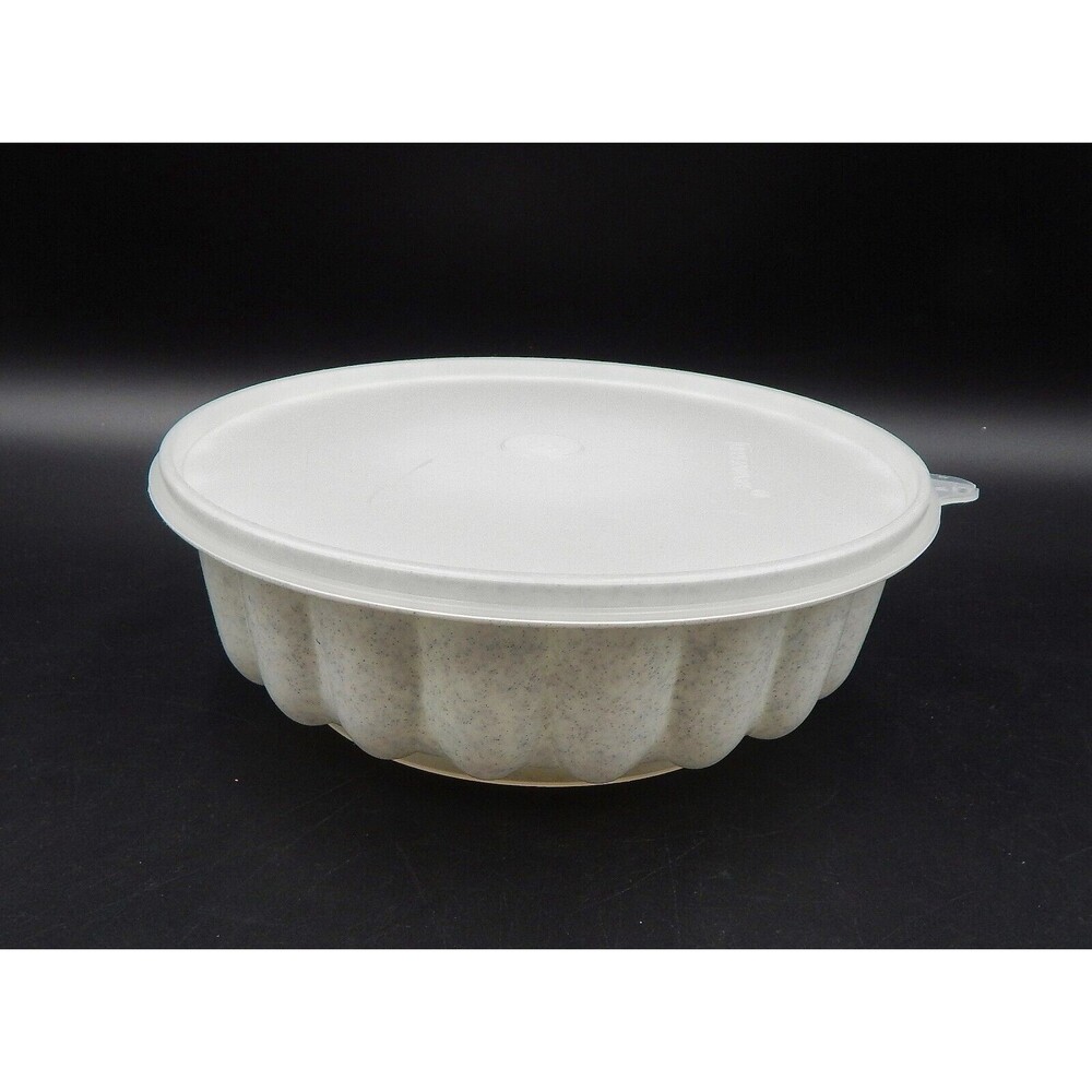 Tupperware Jello Mold Salad 3 Piece Speckled White 1202 With Lid